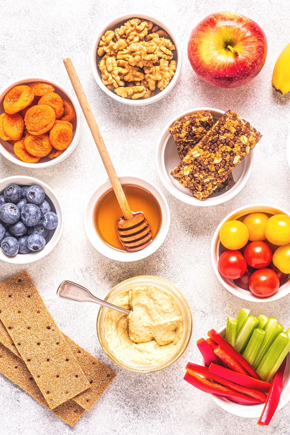 healthy snacks laid out on a table