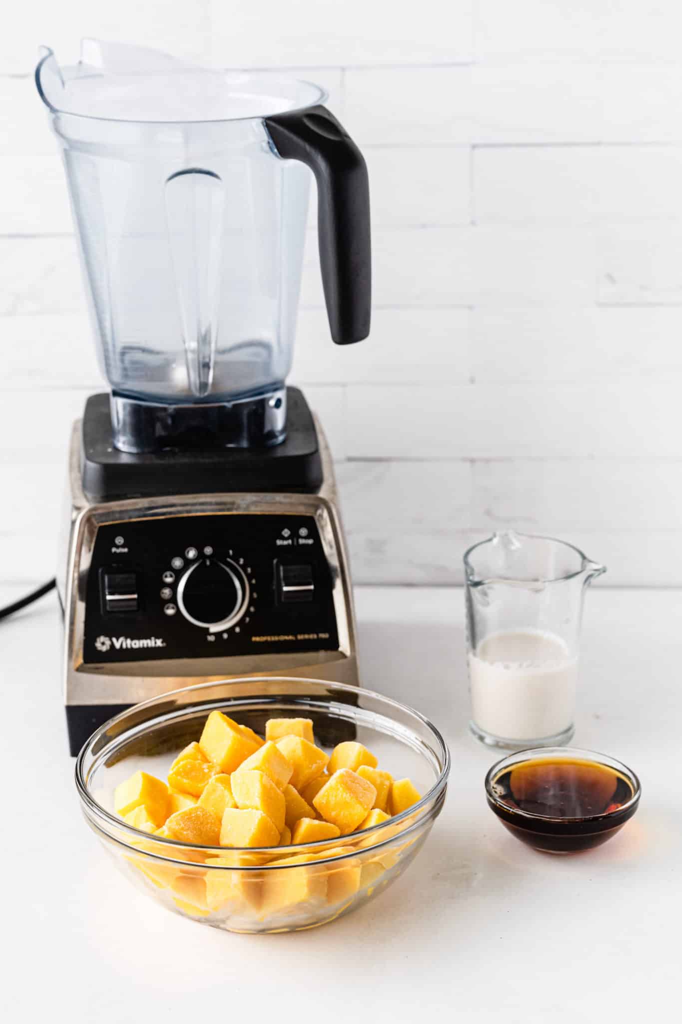 ingredients for vitamix sorbet on a table.