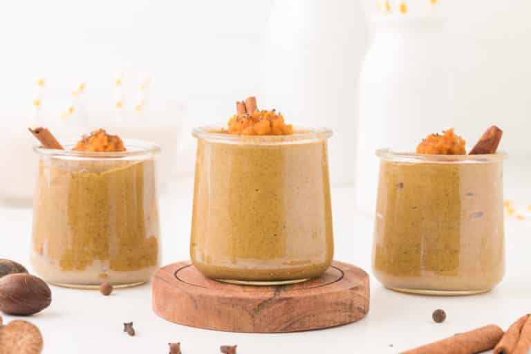 pumpkin spice chia pudding on a tabletop