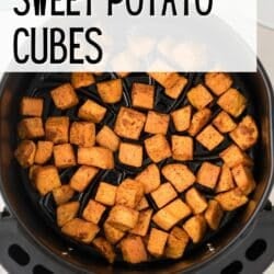 air fryer sweet potato cubes pin.