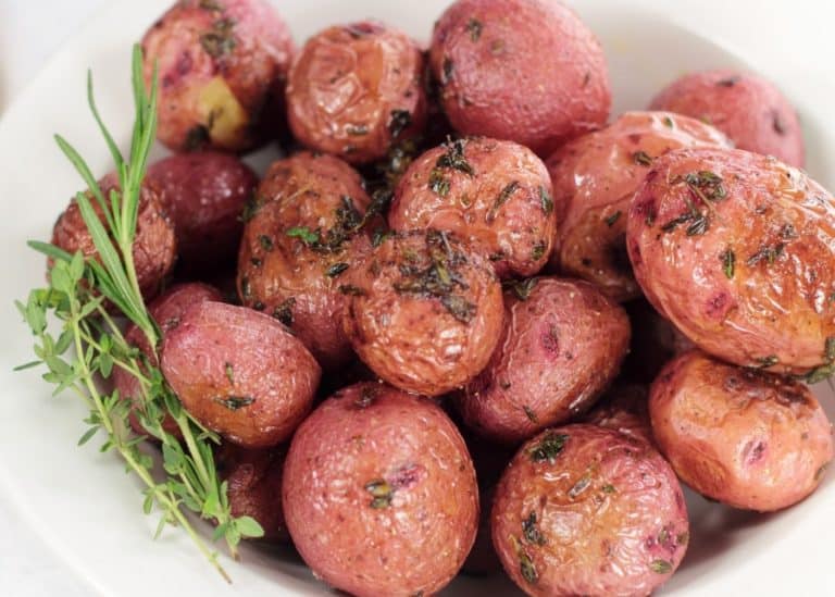 air fryer baby potatoes in bowl.