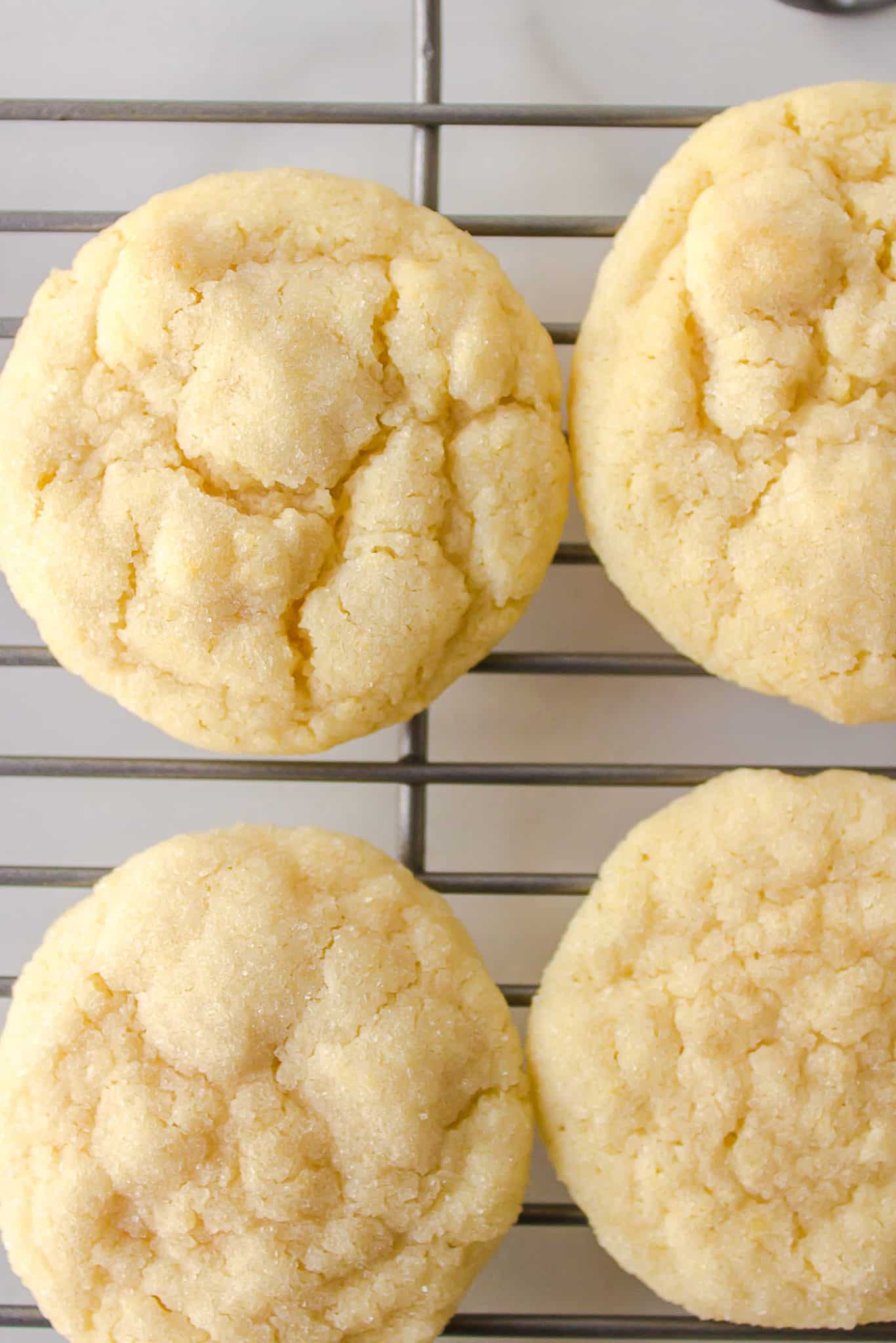 sugar cookies on a cooling rack.