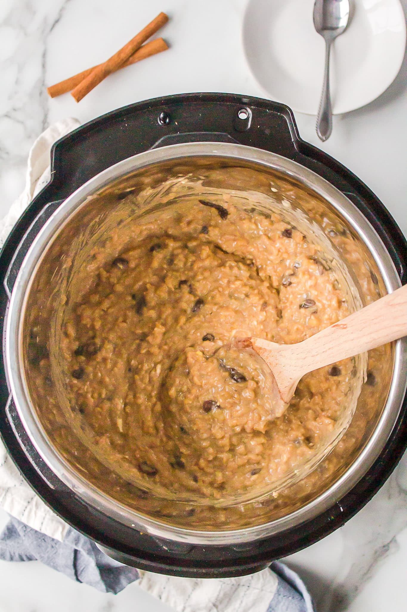 cooked brown rice pudding in instant pot.