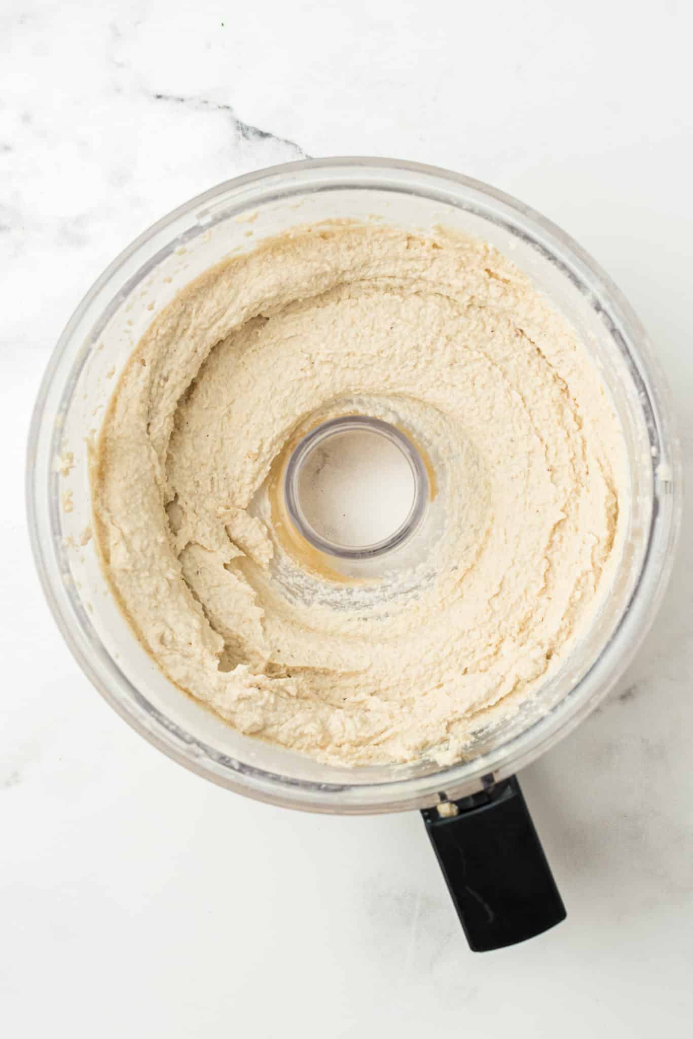 cashew hummus in food processor.