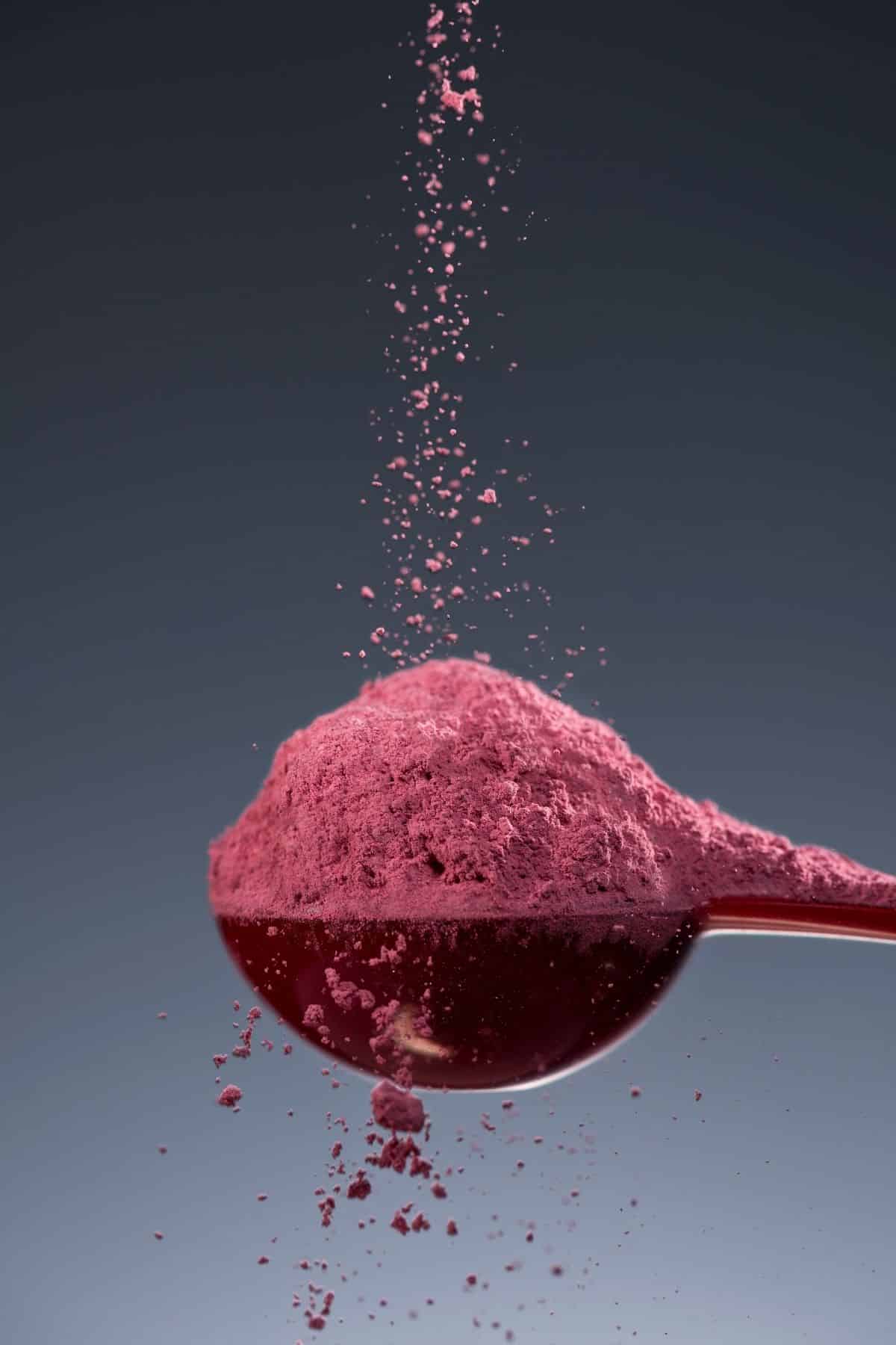 beet powder on a spoon.