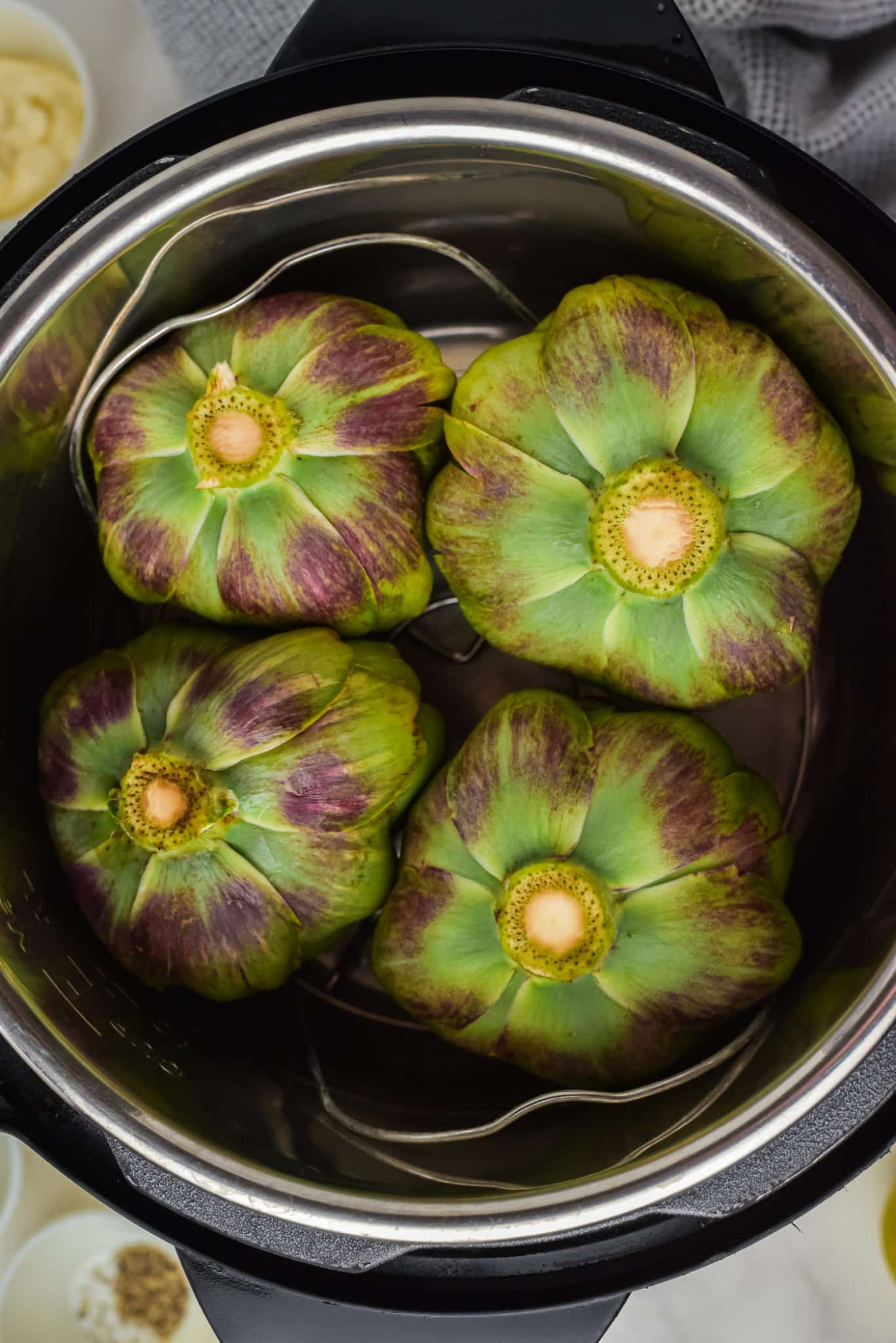 artichokes inside instant pot.