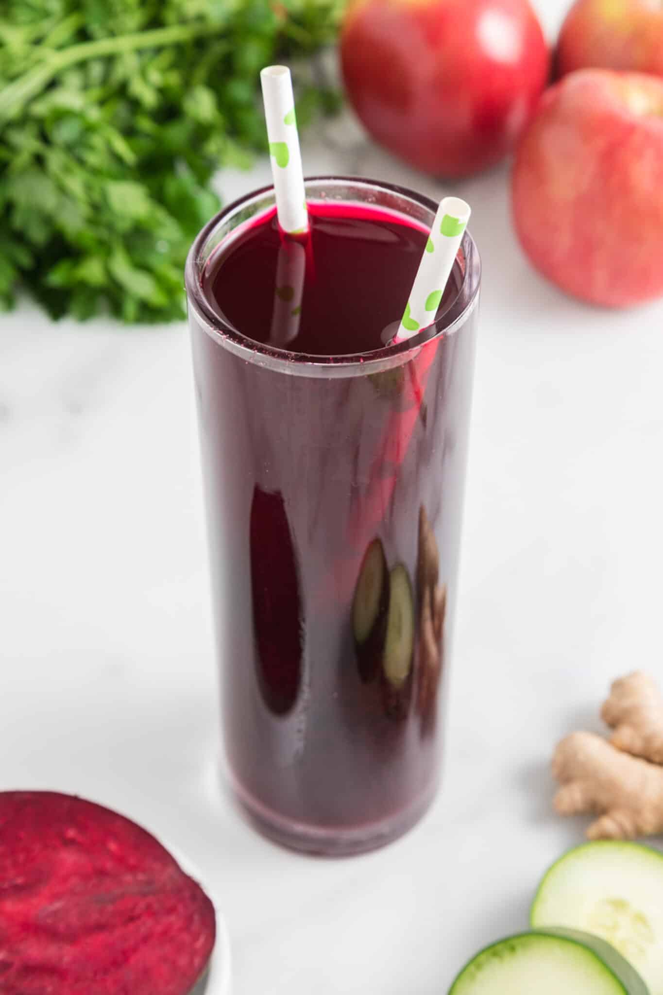 tall glass beet juice.