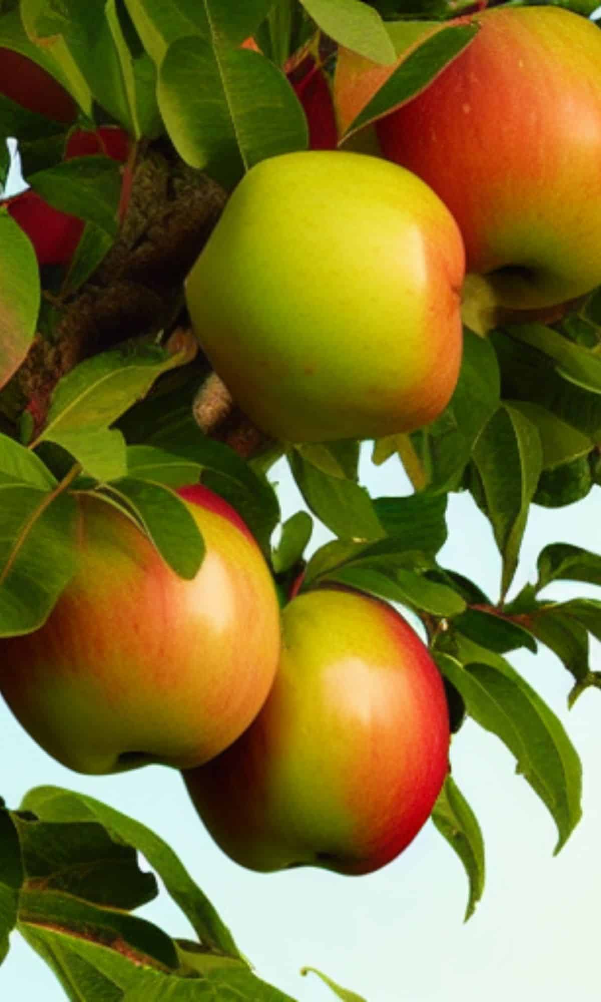 Emu apples hanging on a tree outside.