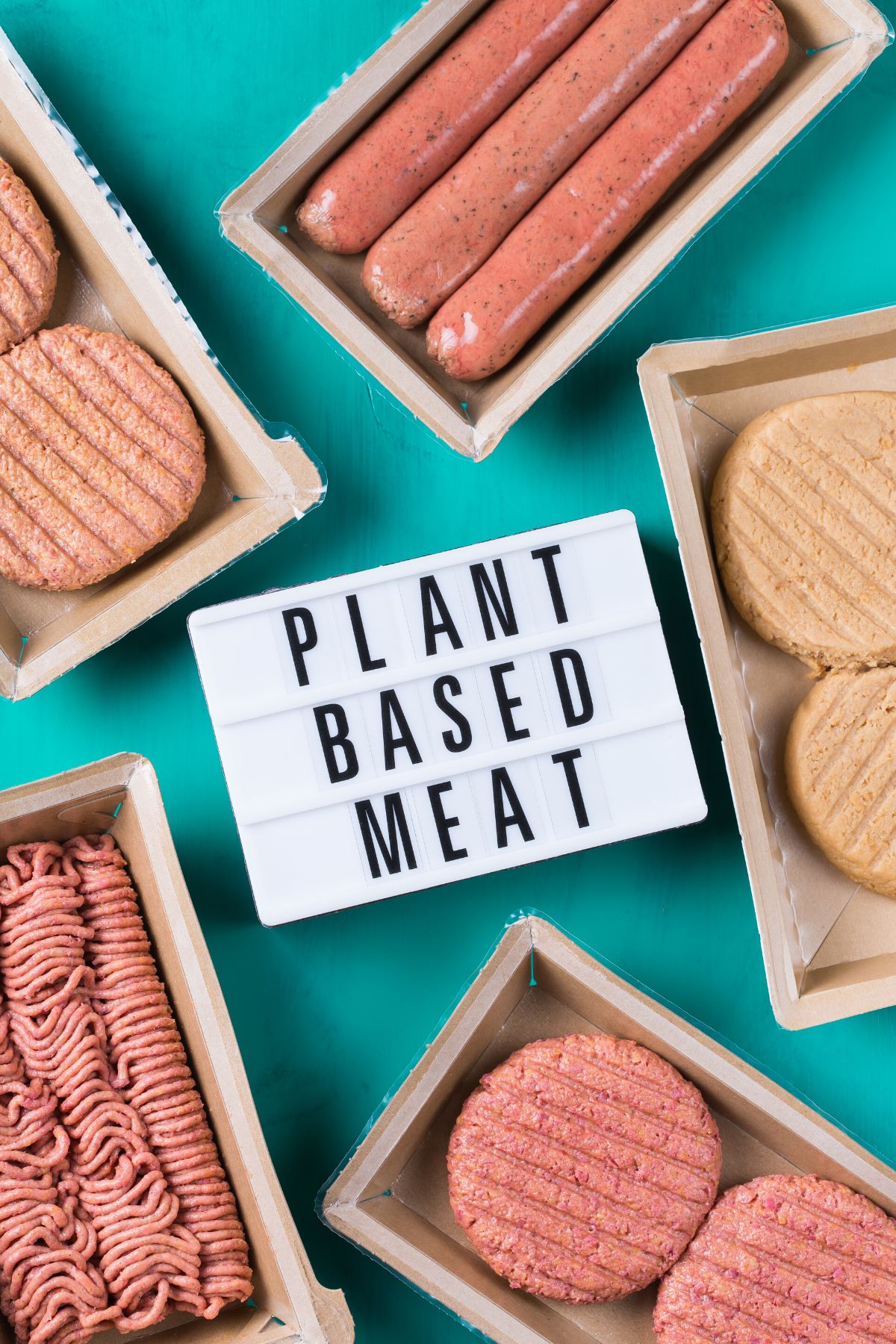 plant based meats on countertop.