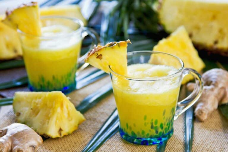 glasses of pineapple ginger juice.