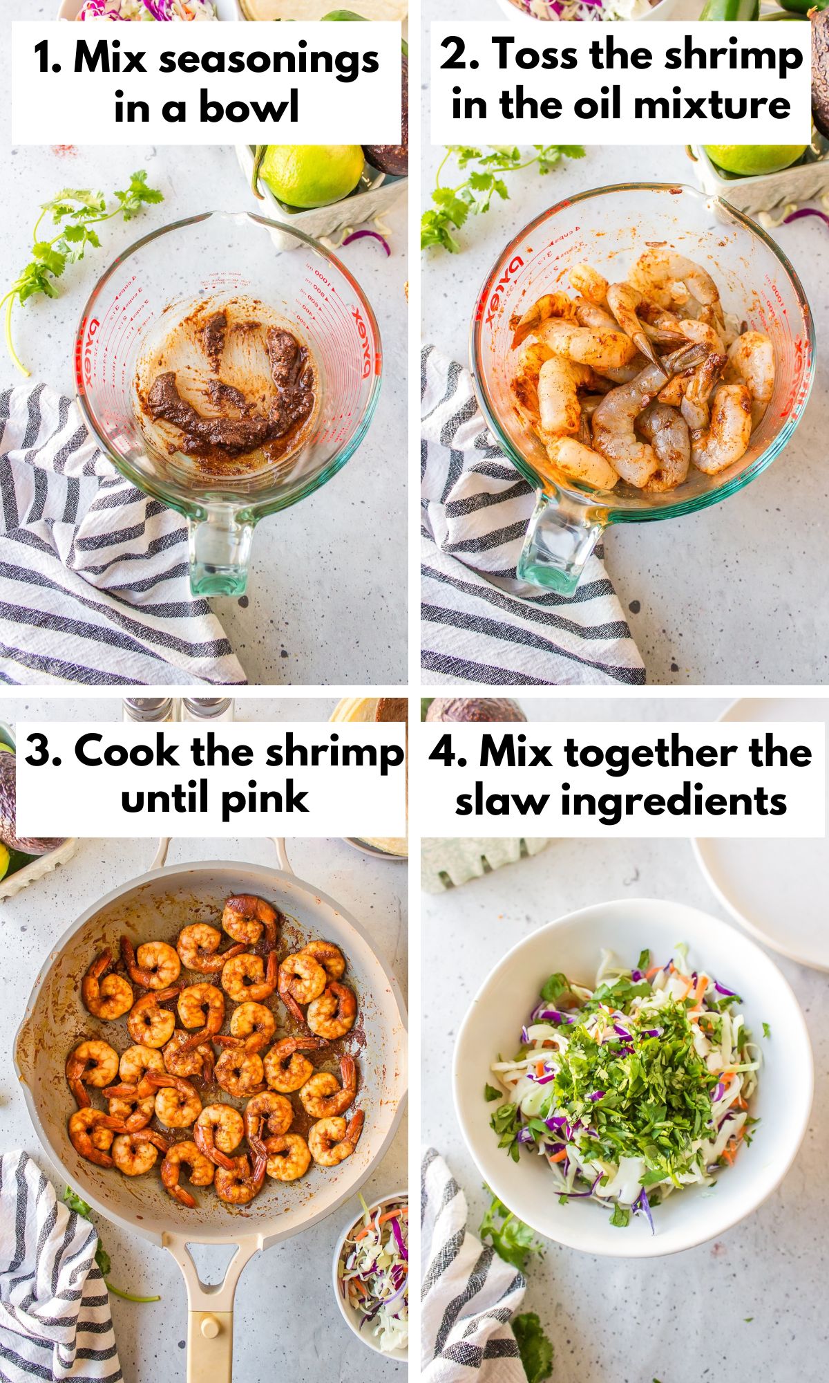 Process for making baja shrimp tacos.