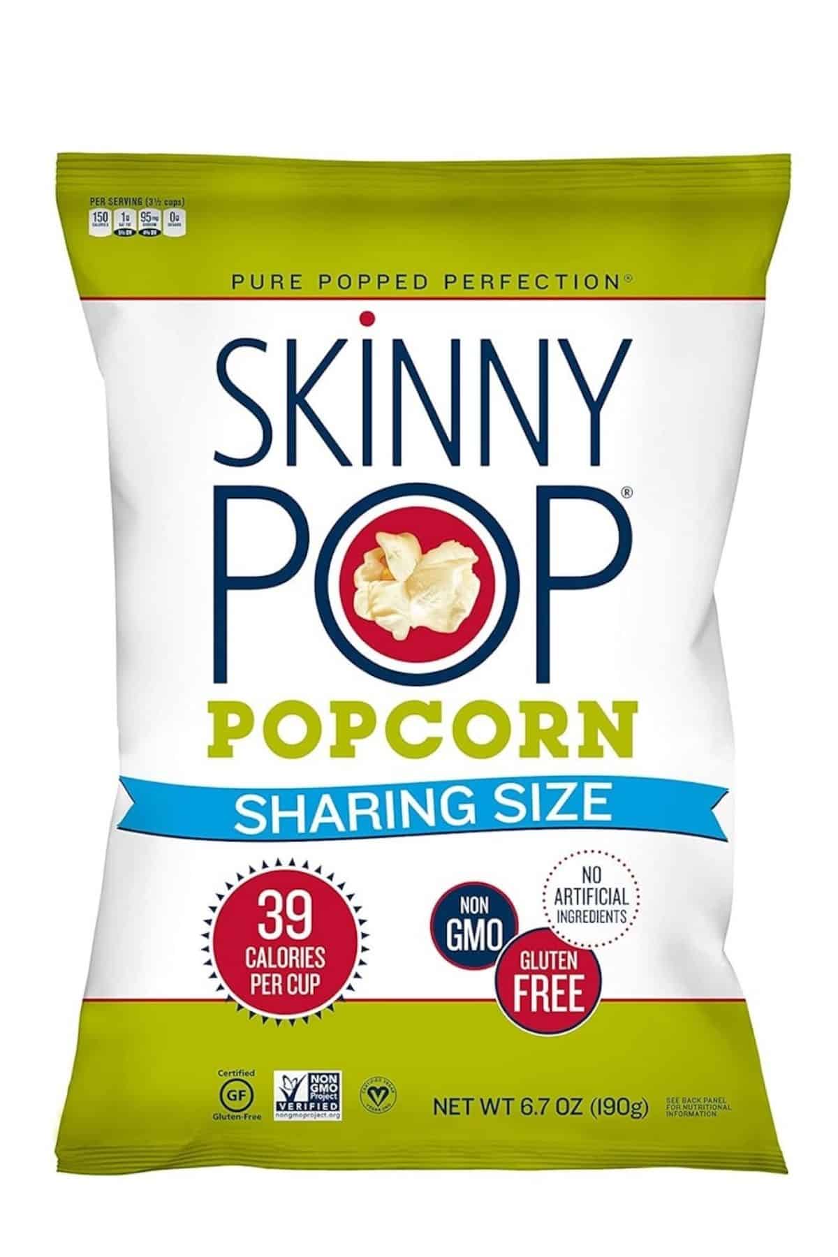 bag of skinny pop popcorn sharing size.