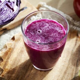 a glass of purple cabbage juice.