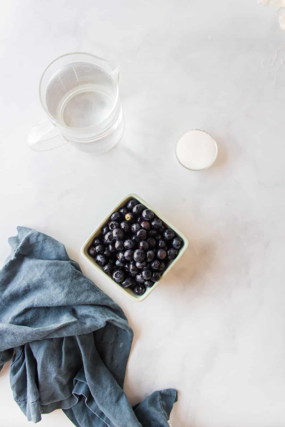 ingredients for making homemade blueberry juice.