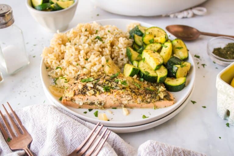 slow cooker salmon served on plate.